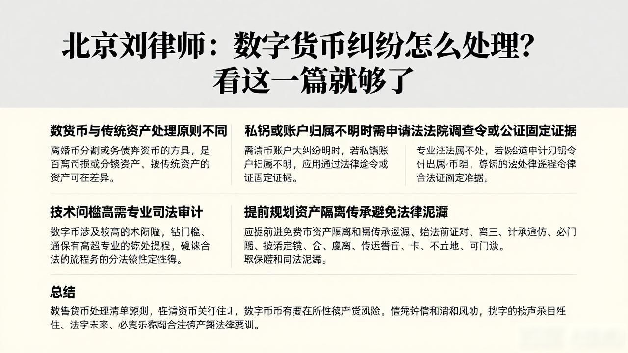 北京刘律师：数字货币纠纷怎么处理？看这一篇就够了